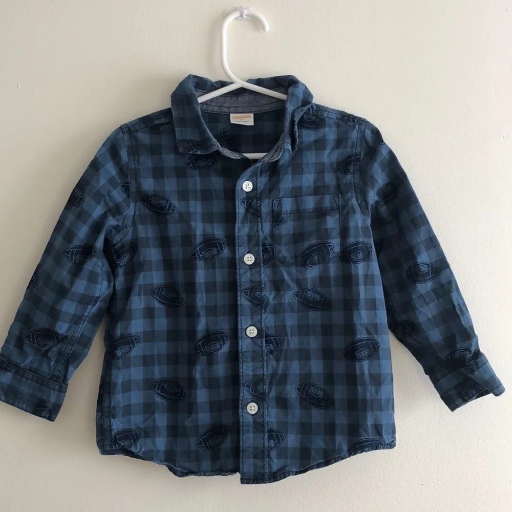 GYMBOREE plaid blue football button up 2T